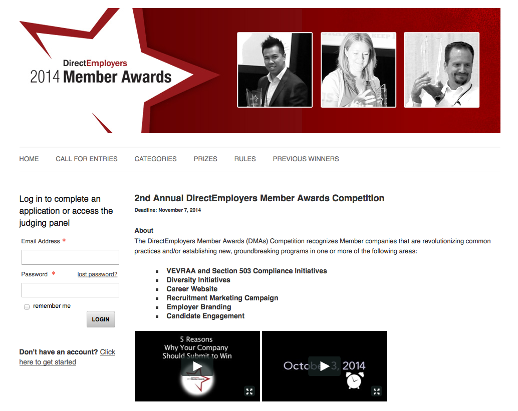 Deadline Extended for 2014 DirectEmployers Association Member Awards Competition