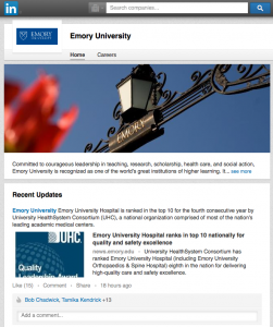 Emory University's LinkedIn Page