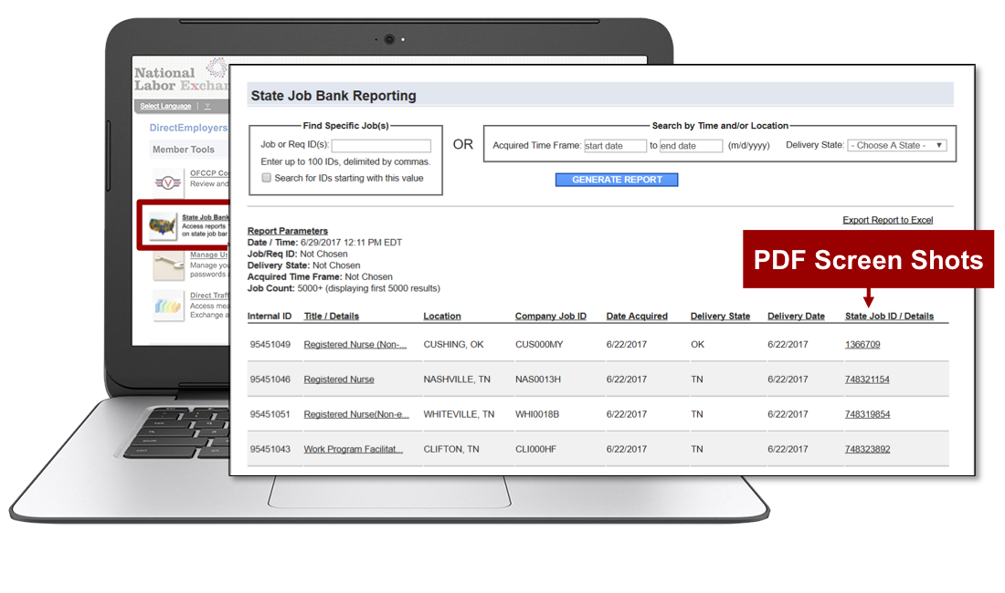 Example of State Job Bank Delivery for OFCCP Compliance