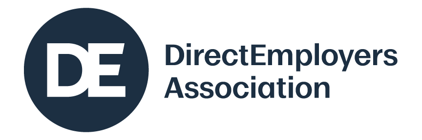 DirectEmployers 1-color horizontal logo in DE black on white background