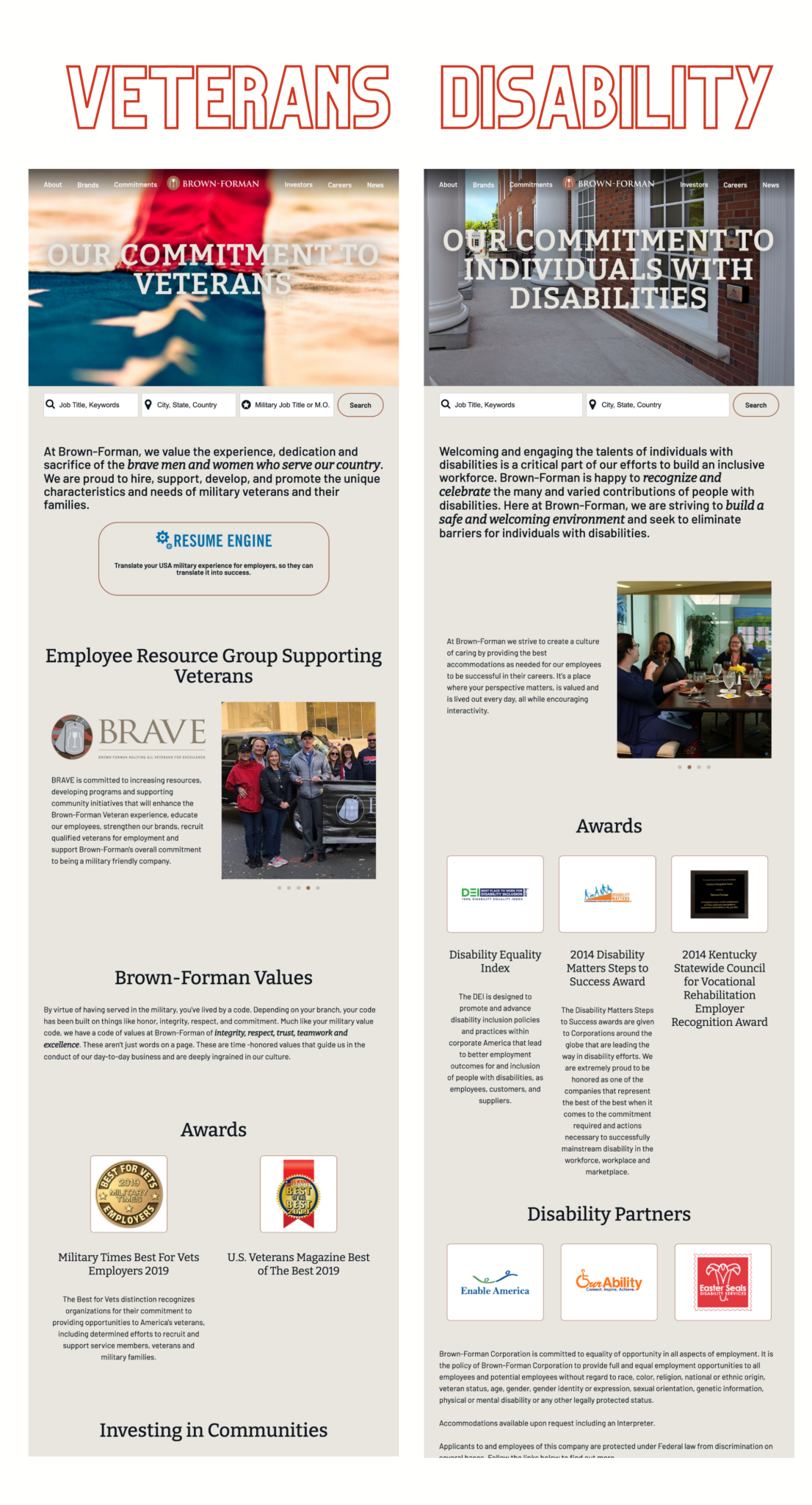 Brown-Forman Veteran & Disability-Focused Career Sites