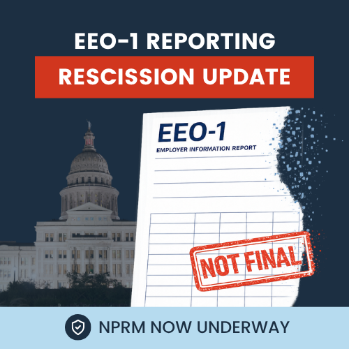 EEO-1 reporting rescission update showing that an NPRM is underway but the proposal is not final.