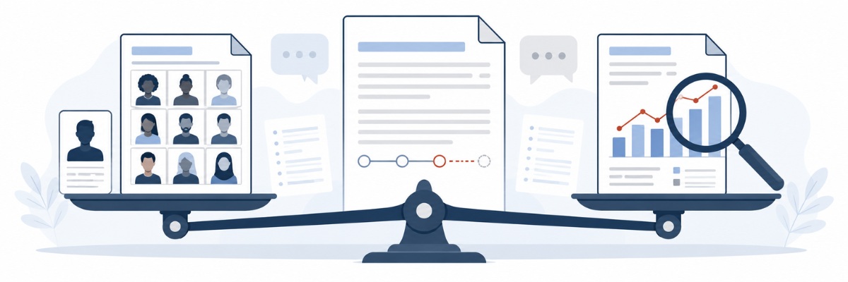 Balanced scale compares workforce classification concerns with the enforcement and research uses of EEO-1 data.
