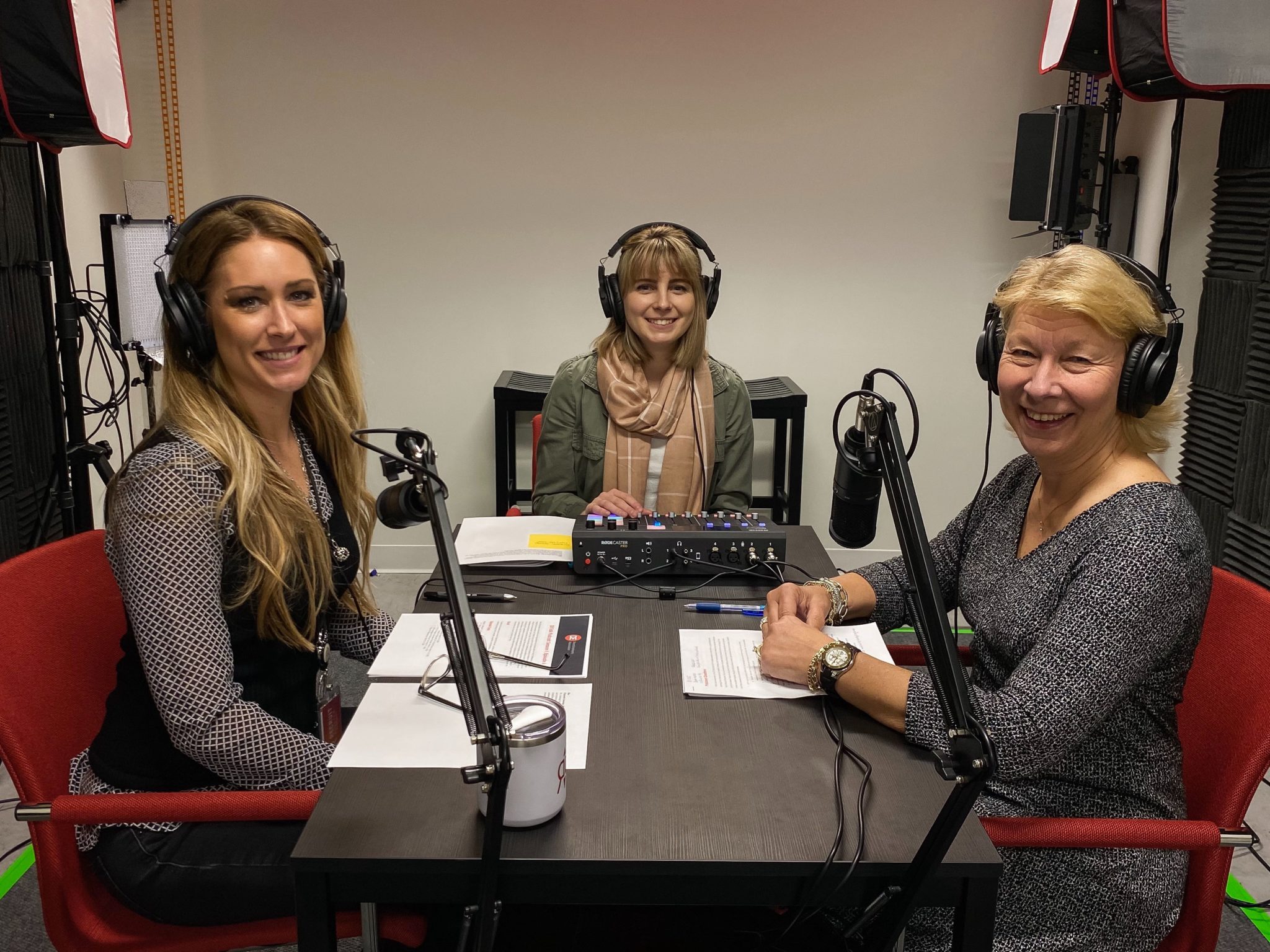 Recruit Rooster COO, Heather Hoffman, and DirectEmployer Executive Director, Candee Chambers, record an episodeo of the DE Talk podcast with producer Jordan Hartman
