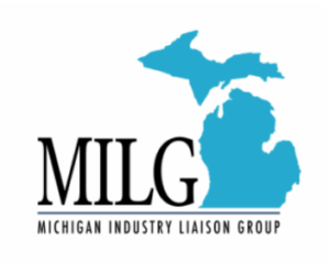 Official Logo of the Michigan Industry Liasion Group (MILG) featuring outline of the State of Michigan