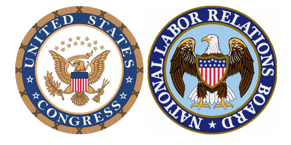 Official seals of the United States Congress and the National Labor Relations Board