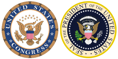 Official seals of the United States Congress and the President of the United States