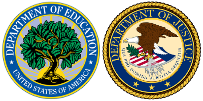 Official seals for the United States Departments of Education & Justice