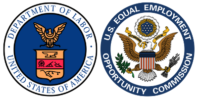 Official seals for the United States Department of Labor and the United States Equal Employment Opportunity Commission