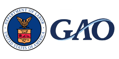 Official seals for the United States Department of Labor (US DOL) and the Government Accountability Office (GAO)