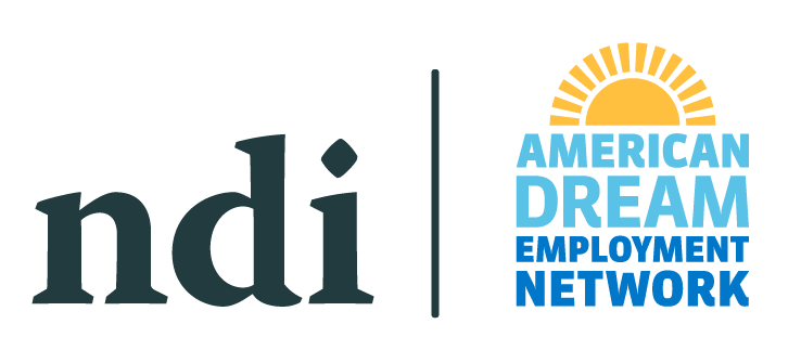 National Disability Institute (NDI) and American Dream Employment Network (ADEN) logo