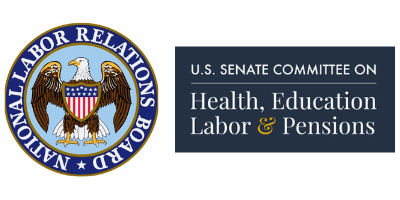 Official seals for the National Labor Relations Board (NLRB) and the United States Senate Committee on Health, Education, Labor & Pensions (HELP)
