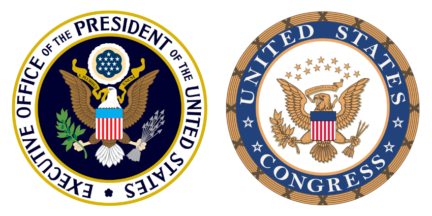 Official seals for the Executive Office of the President of the United States and the United States Congress