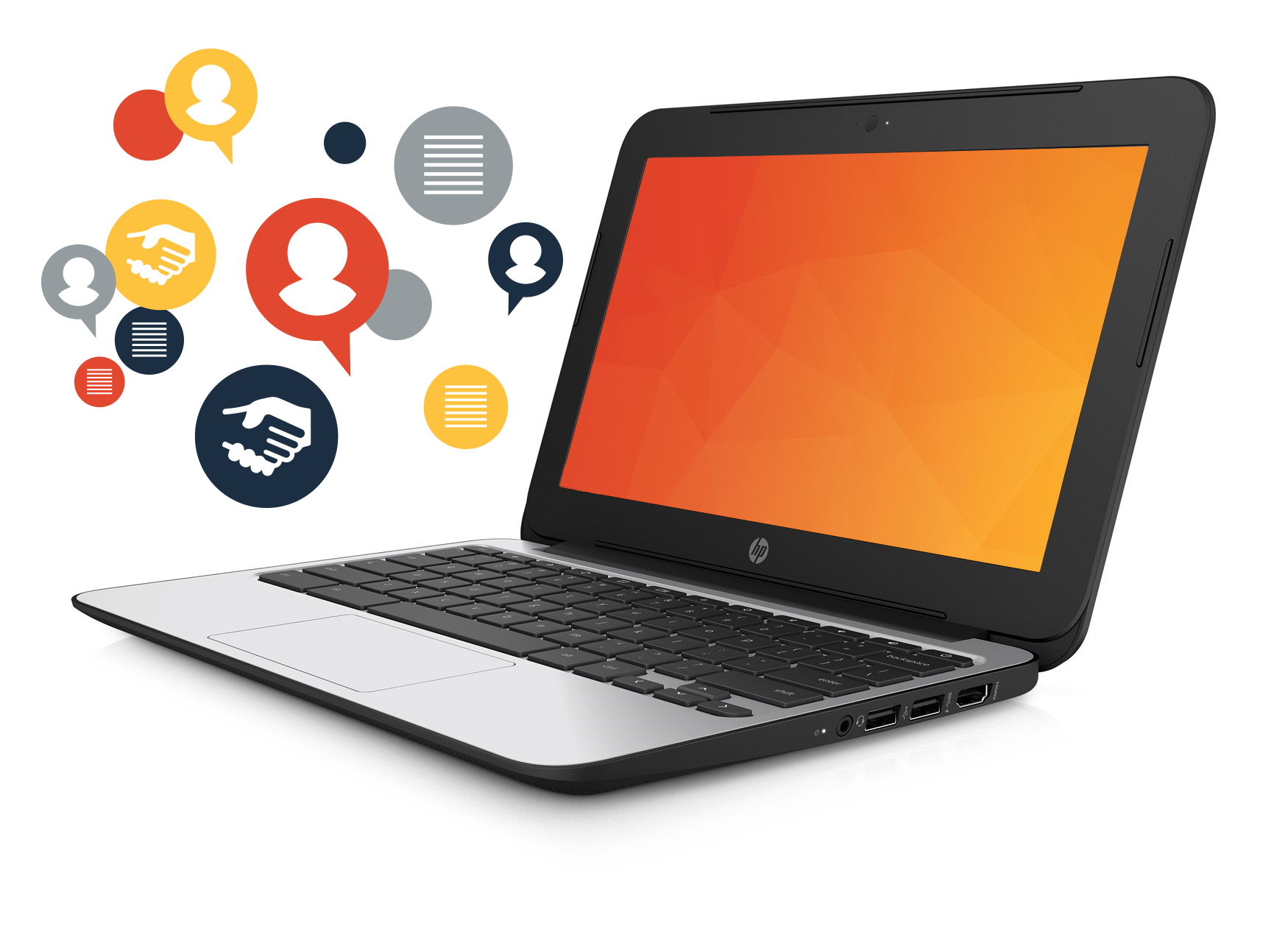 Purpose Driven Reach Computer screen with icons representing partnership reach