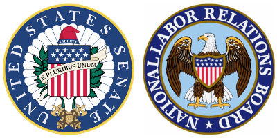 Official seals for the United States Senate and the National Labor Relations Board (NLRB)