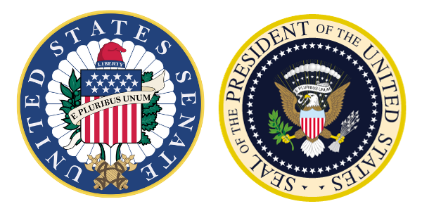 Official seals for the United States Senate and the President of the United States 