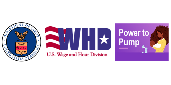 Official seals for the U.S. Department of Labor, the Wage & Hour Division, and the Power to Pump Act