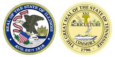 Official seals for the State of Illinois and the State of Tennessee